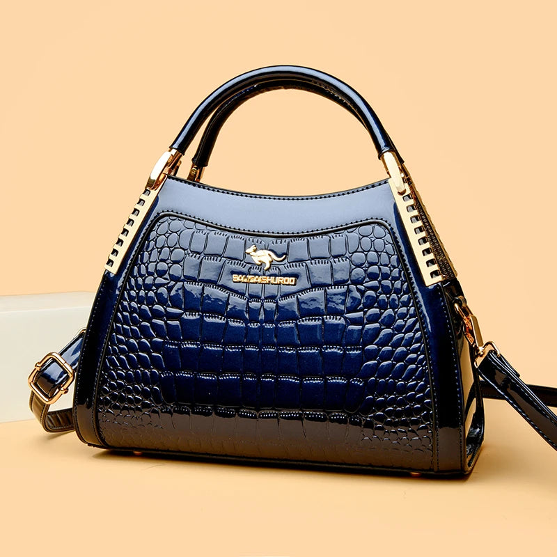 Borsa a tracolla da donna in pelle verniciata di alta qualità a tre strati Borsa a tracolla di lusso firmata casual Borsa a mano di grande capacità