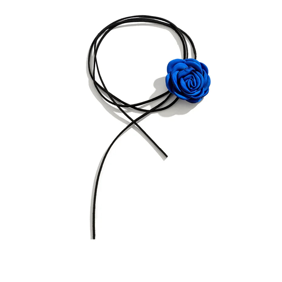 Collana girocollo con catena alla clavicola in corda regolabile in stile gotico romantico a forma di rosa grande, per donne e ragazze, accessori Y2K, stile coreano