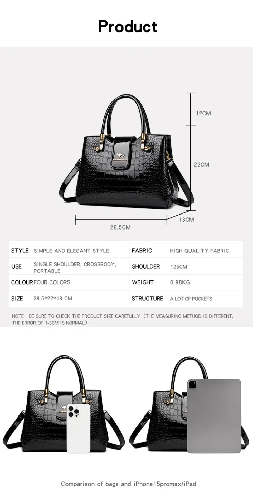 KAIDIFEINIROO Borsa a tracolla casual da donna in pelle PU con tracolla a marsupio, grande capacità, tre strati