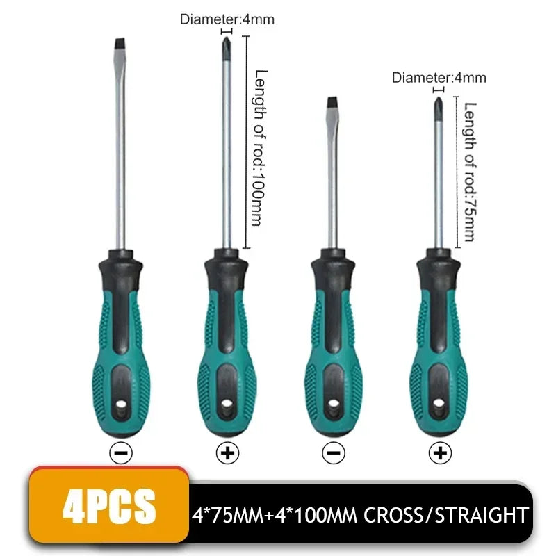 4Pcs Multipurpose Handle Screwdrivers Set With Magnetic Insulated Security Repair Hand Tools Cross/Straight Type Screw Driver