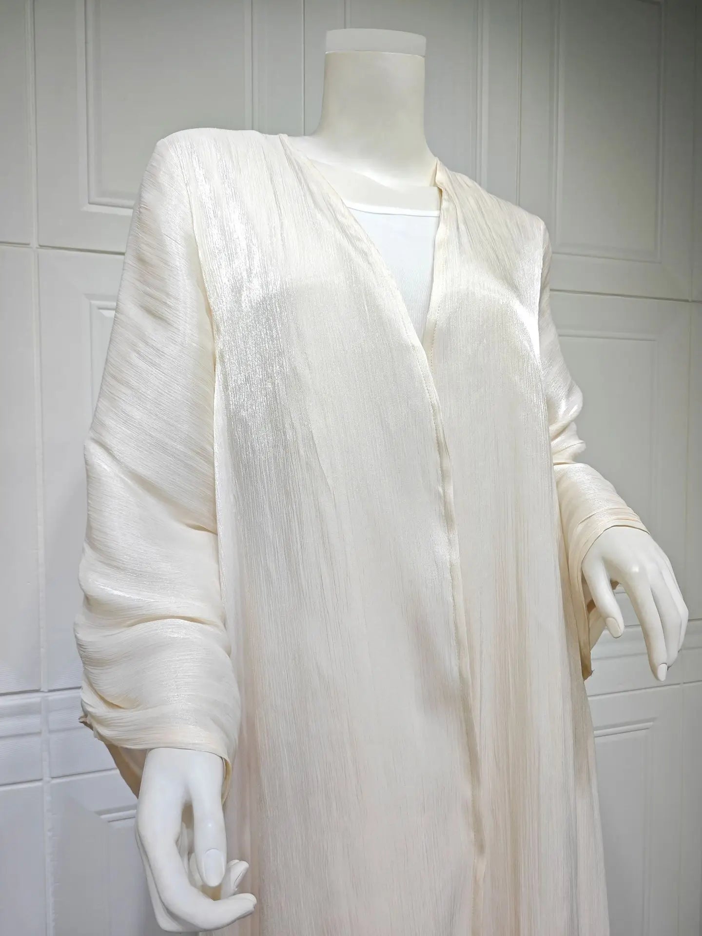 Eid Zijdeachtige Abaya's voor Vrouwen Moslim Jalabiya Ramadan Jurk met Knopen Mouwen Ramadan Kaftan Feestjurken Vestido Largo Cardigan