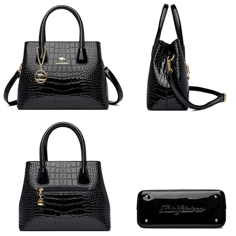 2024 Luxury Designer Handbag Brand Ladies Crocodile Patterned Patent Leather Tote Bag Crossbody Shoulder Bags For Women Bolsos