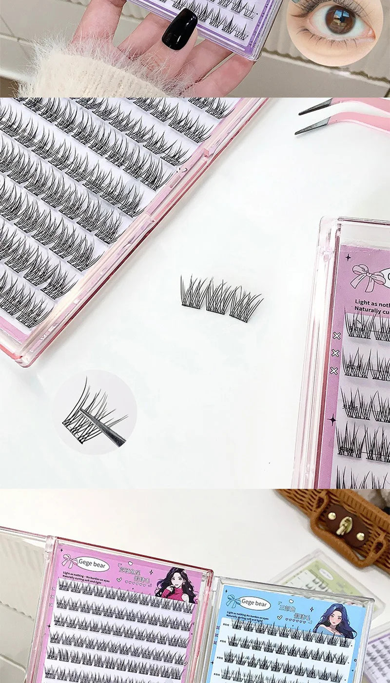 Gege Bear Lijmloze Valse Wimpers - Eenvoudige 3-Staps Applicatie, Natuurlijke Look, Perfect voor Beginners met Zonnebloem Desig