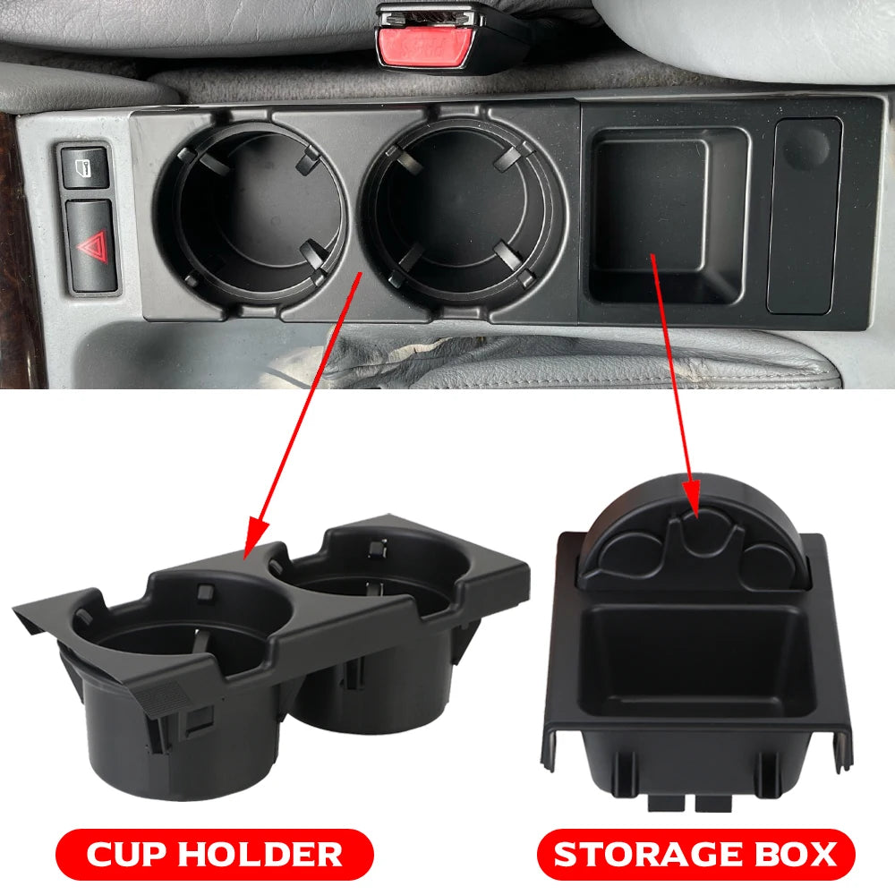 New Double Hole Car Styling Front Center Console Storage Box Coin + Cup Holder For Bmw 3 Series E46 323i 318I 98-06 51168217953