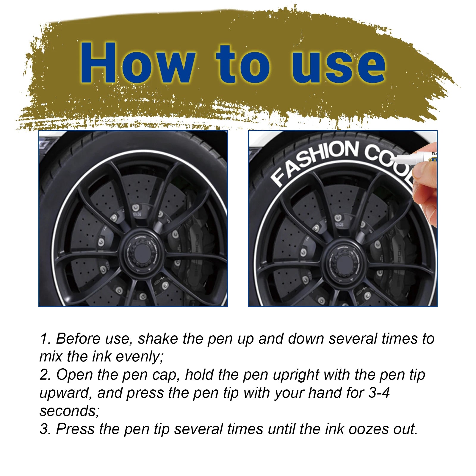 White Waterproof Cars Wheel Tire Oily Mark Pen Auto Rubber Tyre Paint Pen Cd Metal Permanent Paint Marker Graffiti Touch Up