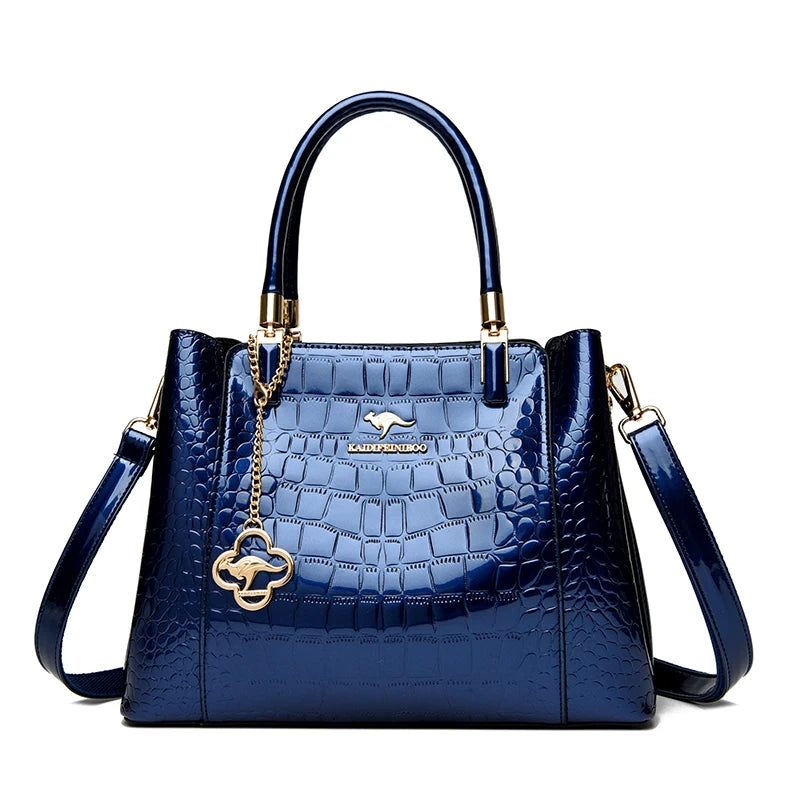 KAIDIFEINIROO Borsa a tracolla casual con marchio Kangaroo in pelle PU ad olio Borsa a mano da donna Borsa a tracolla a grande capacità a tre strati