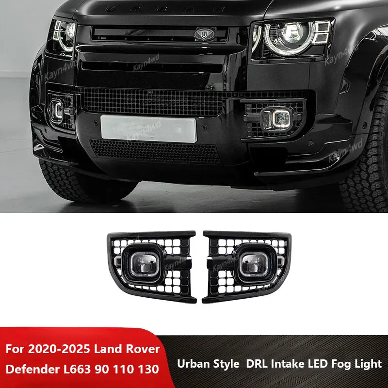 Off Road 4x4 Urban Style Front Square DRL Intake LED Fog Light Daytime Running Lamp For 2020-2025 Land Rover Defender 90 110 130