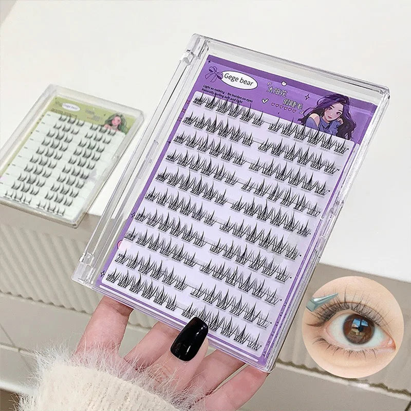 Gege Bear Lijmloze Valse Wimpers - Eenvoudige 3-Staps Applicatie, Natuurlijke Look, Perfect voor Beginners met Zonnebloem Desig