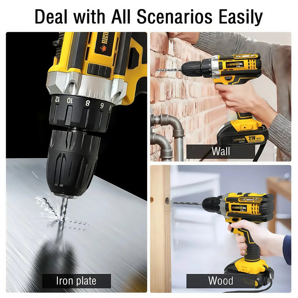 Cacciavite a batteria al litio, cacciavite elettrico, trapano elettrico, trapano a percussione elettrico, set combinato, kit fai da te