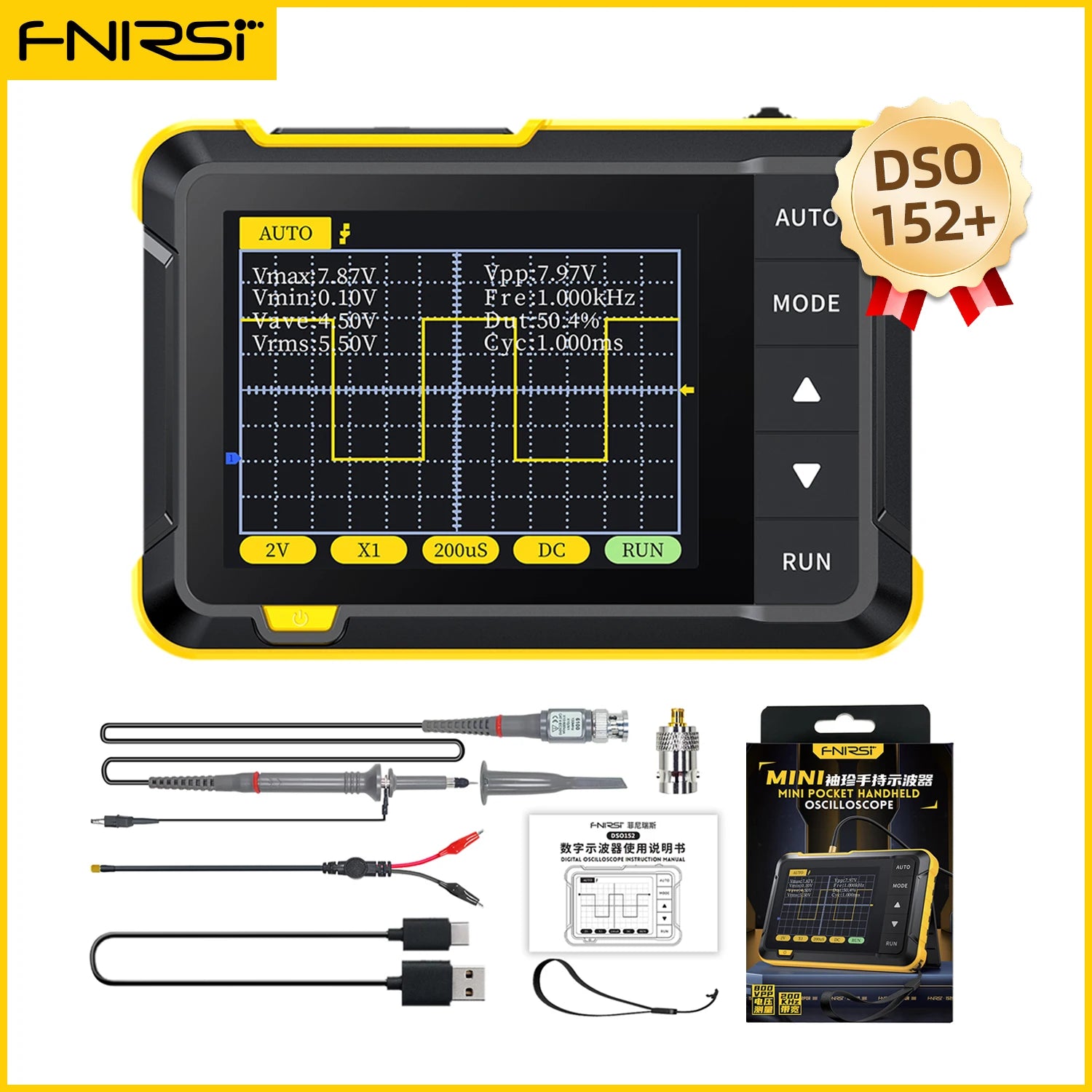 FNIRSI Nieuwe DSO510 DSO152 DSO153 Mini Handheld Digitale 2 IN 1 Oscilloscope Draagbare 48MS/s 10MHz Bandbreedte Elektronisch Reparatiegereedschap