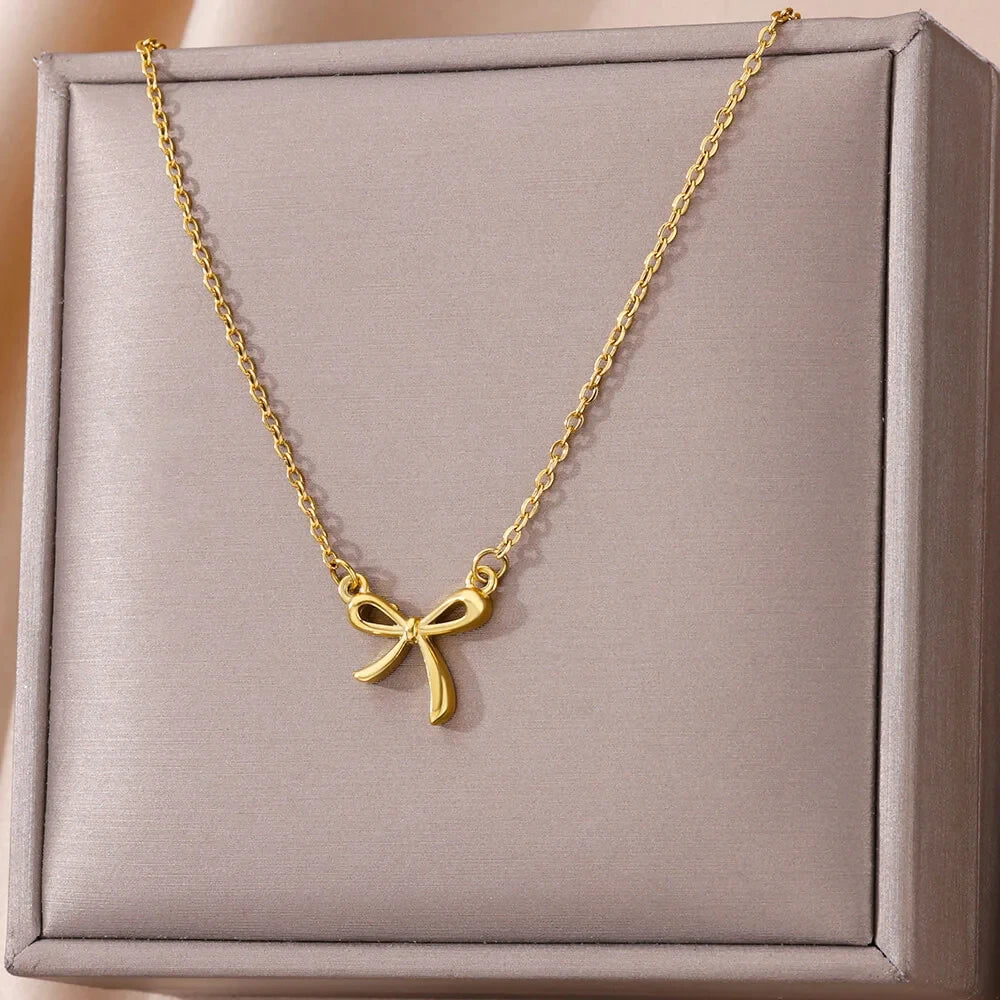 Pink Heart Zircon Necklace Gold Color Stainless Steel Cupid Eros Arrow Heart Pendant Necklace Korean Fashion Jewelry Girls Party