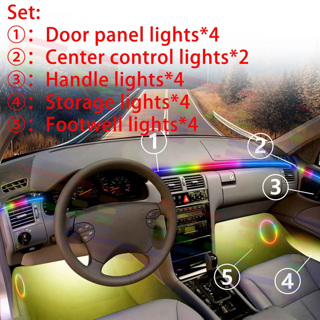 For BMW 5 Ser  G30 G31 G38 2017-2023 Car LED Ambient Lamps Colorful Atmosphere Lights AutoInterior Neon Strip 64 RGB Lighting