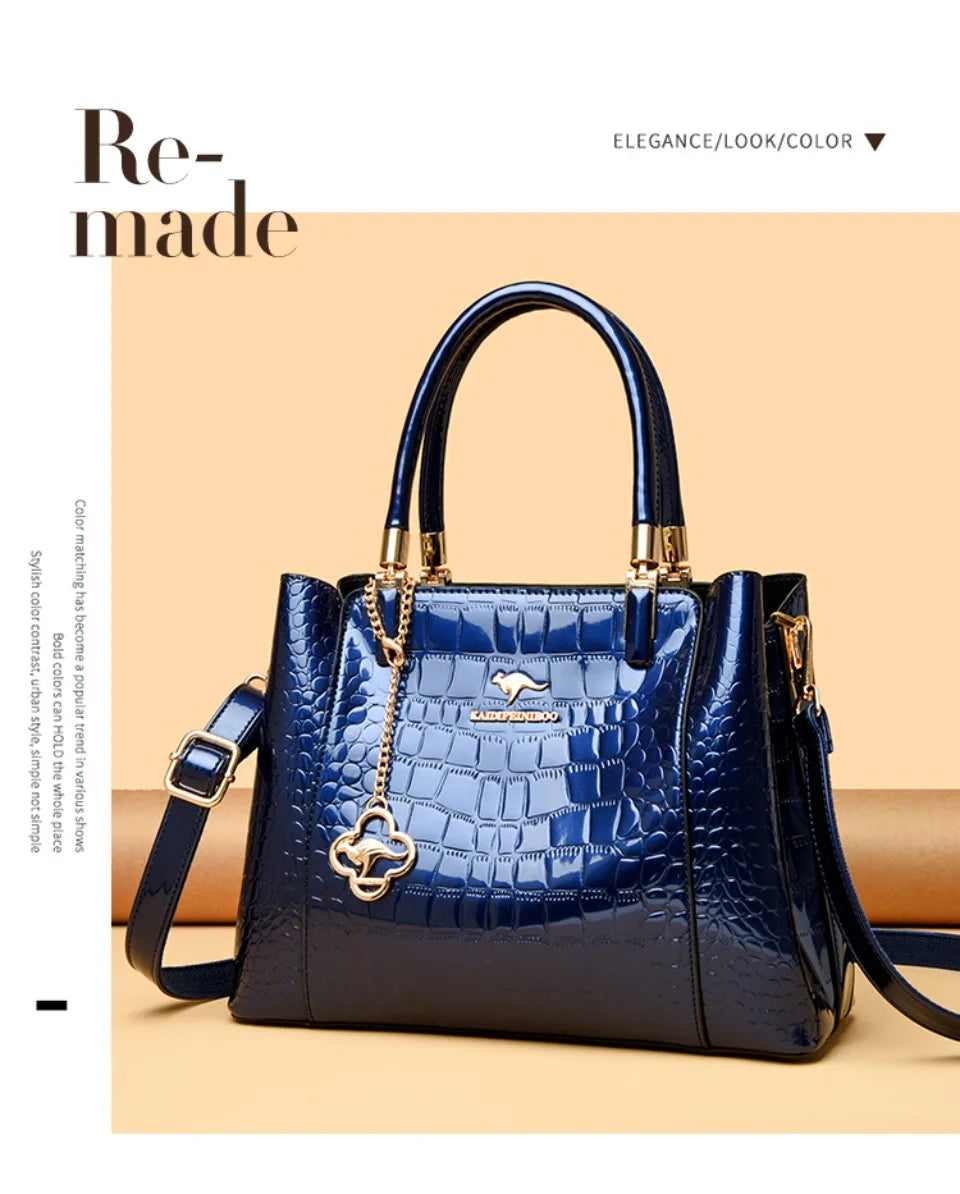 KAIDIFEINIROO Borsa a tracolla casual con marchio Kangaroo in pelle PU ad olio Borsa a mano da donna Borsa a tracolla a grande capacità a tre strati