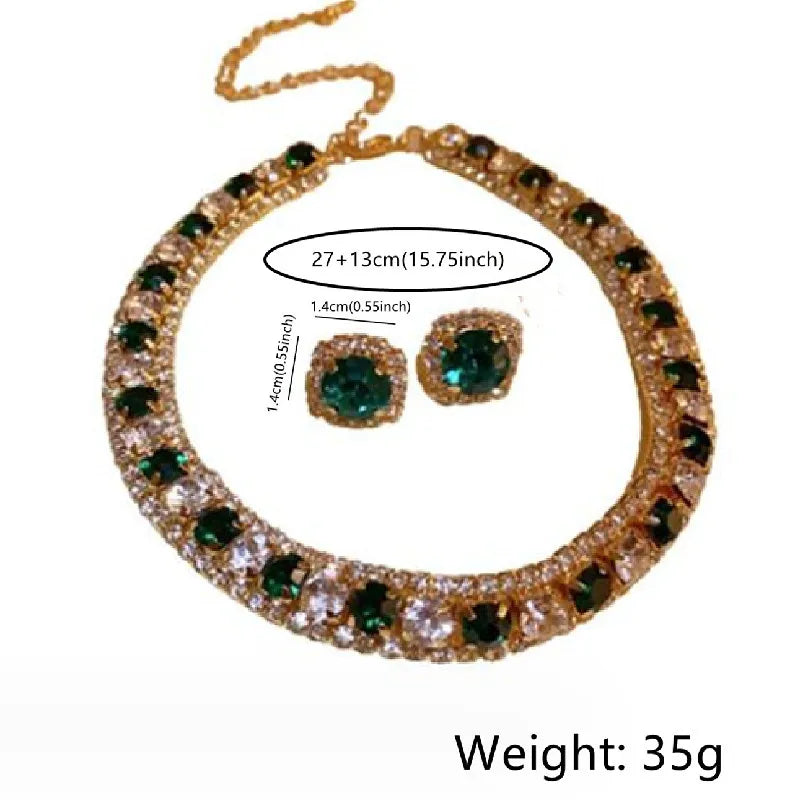 Collana e Orecchini da Donna Decorati con Strass Set di Gioielli alla Moda Accessori Tendenza per Feste e per Decorare l'Abbigliamento Quotidiano