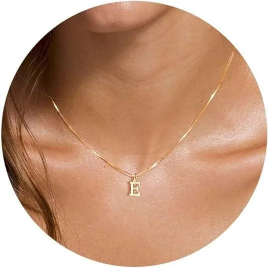 Collana con pendente in acciaio inossidabile placcato oro con lettere dell'alfabeto dalla A alla Z per donna, collane con iniziale a catena e girocollo, gioielli
