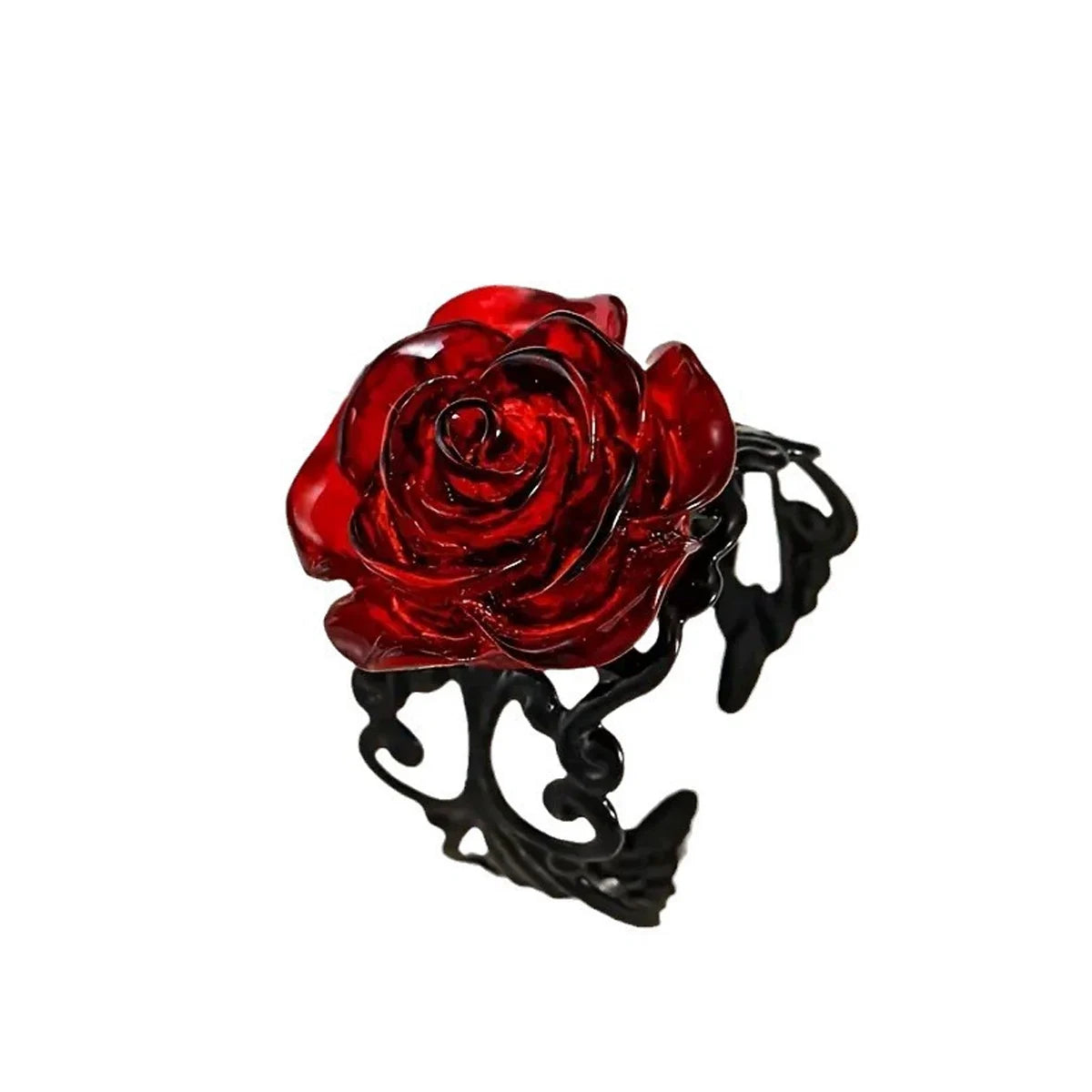 Anello Gotico Punk Rosa Rossa, Vite Nera Intagliata, Strega Pagana, Vintage, Creativo, Regalo di Halloween, Gioielli da Festa per Ragazze Cool