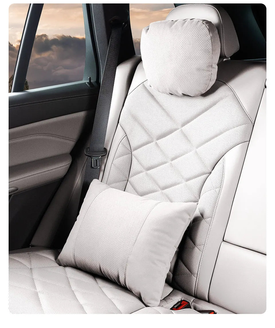 Suede Car Neck Pillow Headrest/Lumbar Support For BAIC JISHI polestone 01 Rox 01 Breathable Cotton Waist Cushion Accessories