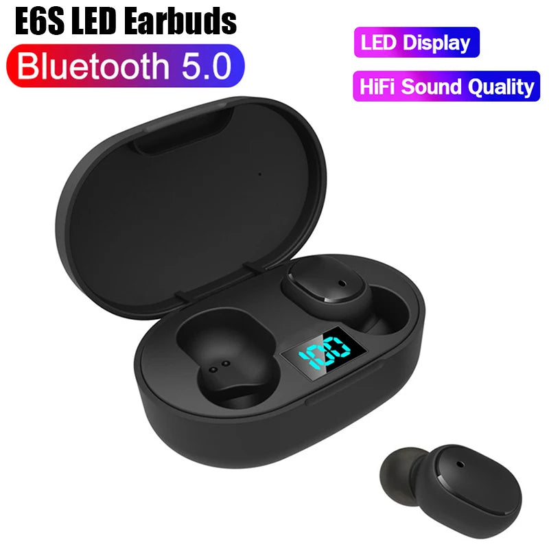 TWS E6S Bluetooth-oortelefoons Draadloze bluetooth-headset Ruisonderdrukkende headsets met microfoon Hoofdtelefoons voor iPhone Xiaomi Redmi A6S
