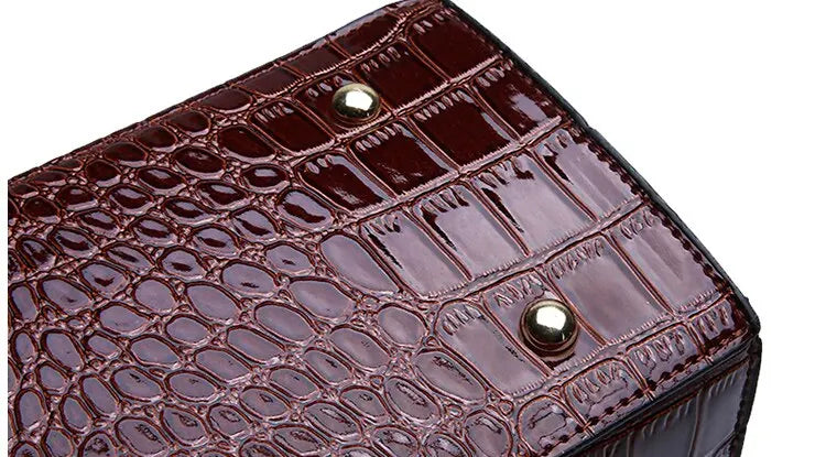 Borsa a mano di lusso vintage da donna con motivo coccodrillo, borsa a tracolla in pelle di grande capacità, per lavoro