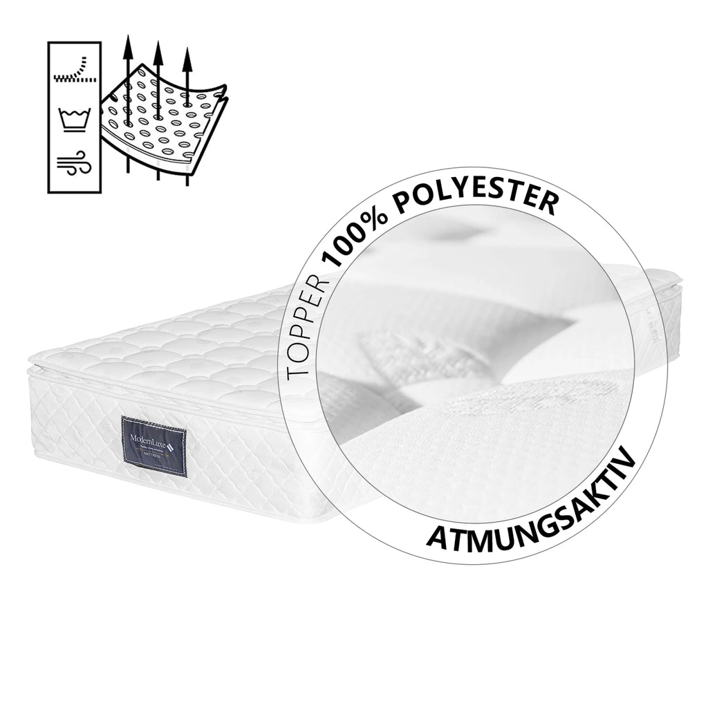 Comanlai Pocket Spring Mattress 90 x 200 cm 7 Zone Mattresses Height 25 cm Ergonomic Spring Mattress Hardness H3 Mattress White