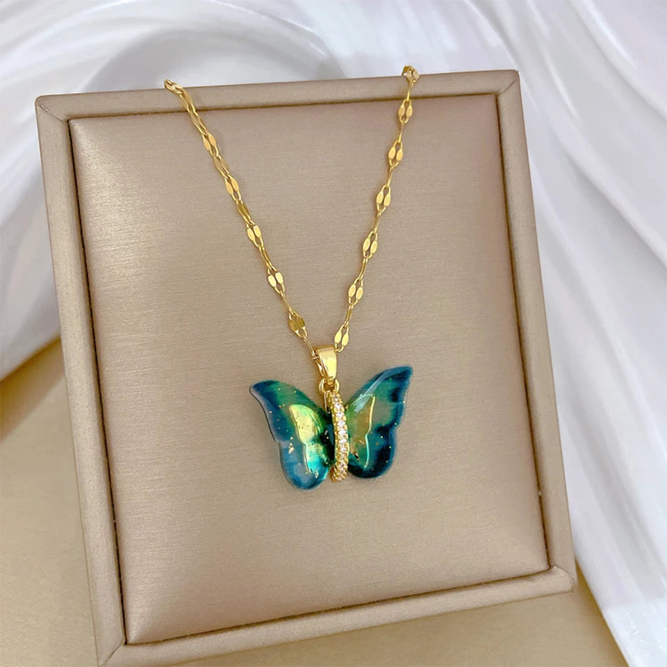 Collana ZAKOL classica color oro in acciaio inossidabile da donna con ciondolo a cuore geometrico in zircone brillante, gioielli regalo