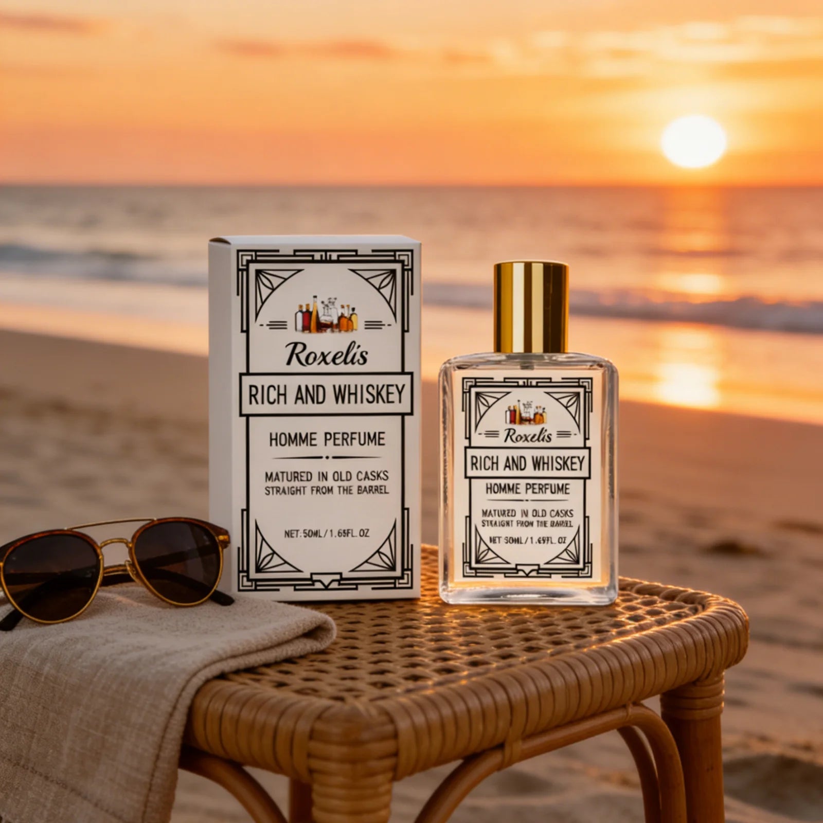 Roxelis Whisky Geur Parfum Straal Elegantie Uit Langdurige Charme Geeft Zelfvertrouwen Lichte Geur Niveau Geurspray voor Mannen 50ml