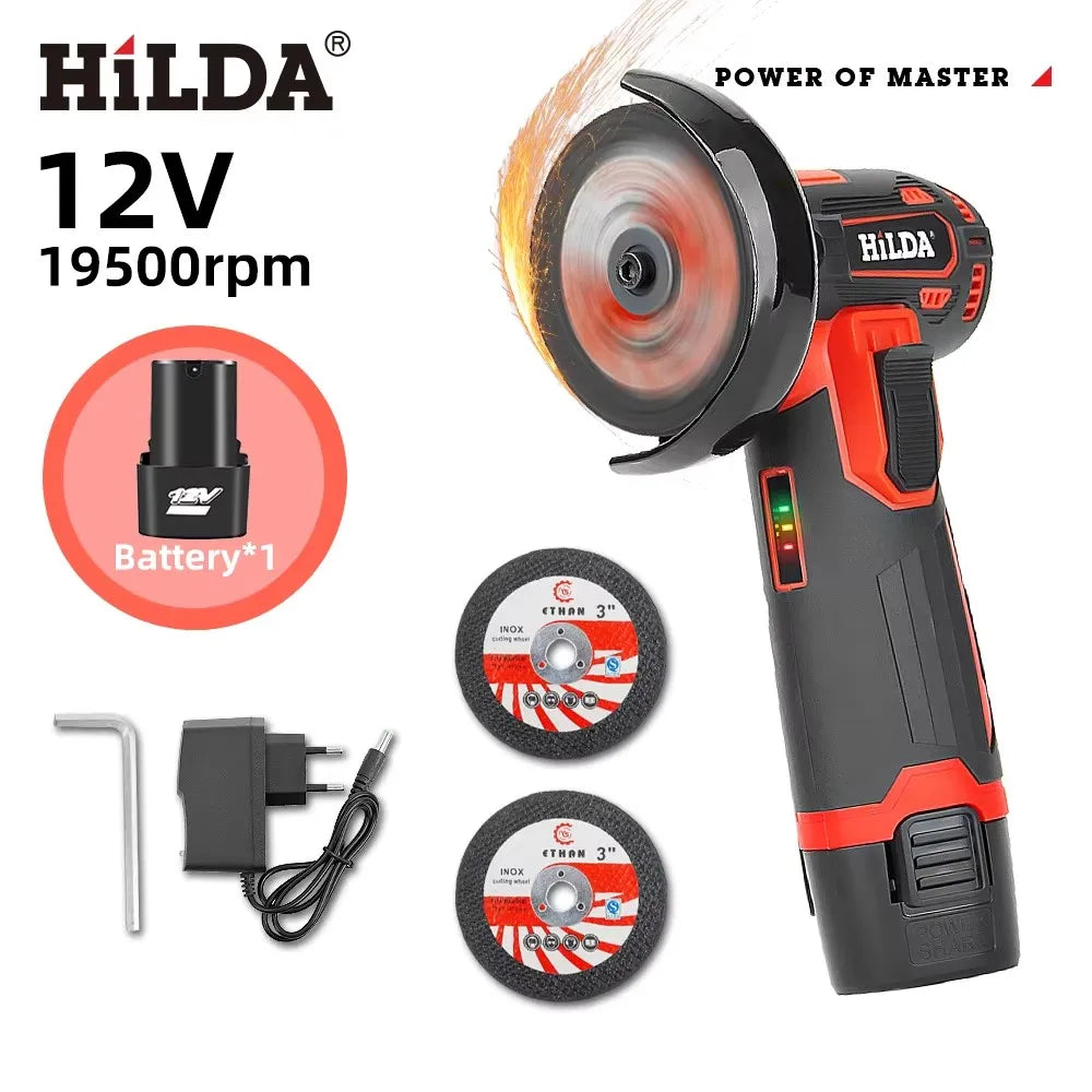 HILDA 12v Mini Haakse Slijper Oplaadbaar Slijptool Polijstmachine Voor Snijden Diamant Draadloos Elektrisch Gereedschap