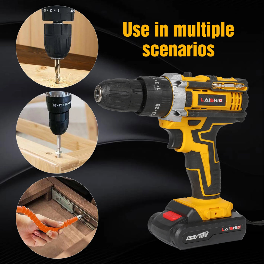 Trapano avvitatore a impulsi a batteria da 21V, Cacciavite elettrico, Martello perforatore elettrico, Mini trapano manuale senza fili, Utensili elettrici con batteria agli ioni di litio