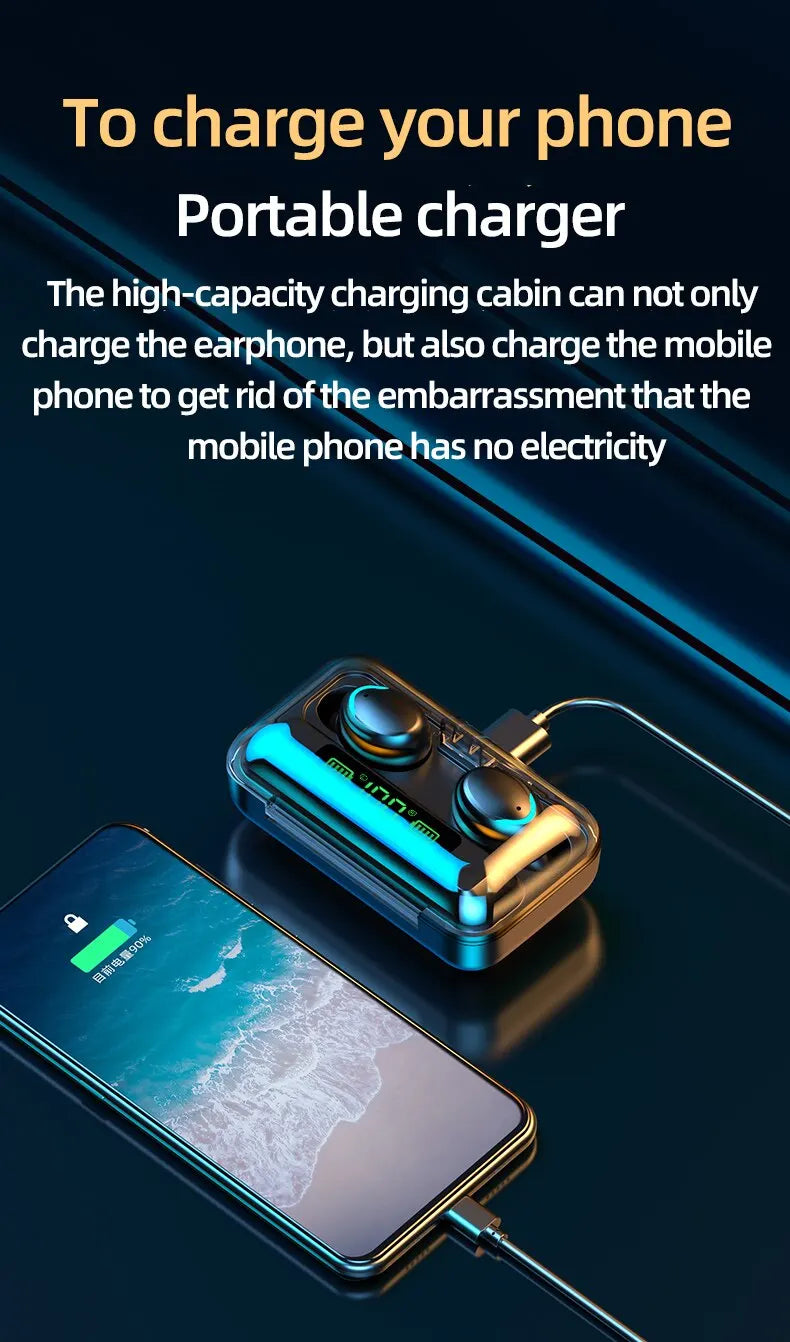 TWS Oortelefoon Bluetooth 5.0 Draadloze Koptelefoon HiFi Stereo Sport Waterdichte Oordopjes Headset Met Microfoon Handsfree Voor iPhone Xiaomi
