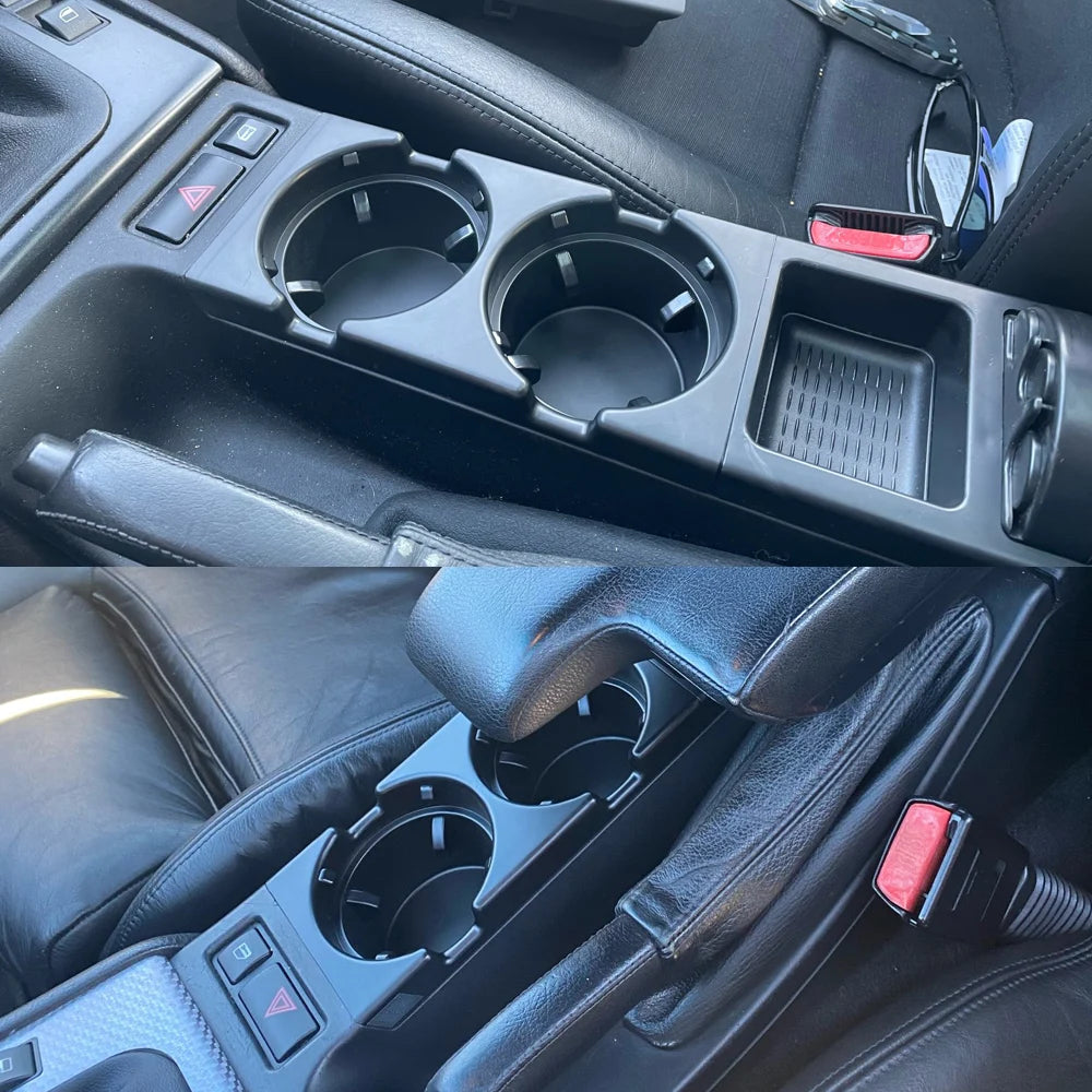 New Double Hole Car Styling Front Center Console Storage Box Coin + Cup Holder For Bmw 3 Series E46 323i 318I 98-06 51168217953
