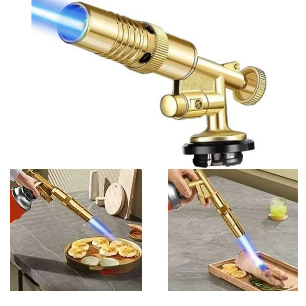 Cannello per saldatura a gas ad alta temperatura Torcia portatile per saldatura a gas Dorata Torcia a gas a fiamma per saldatura e cottura al BBQ