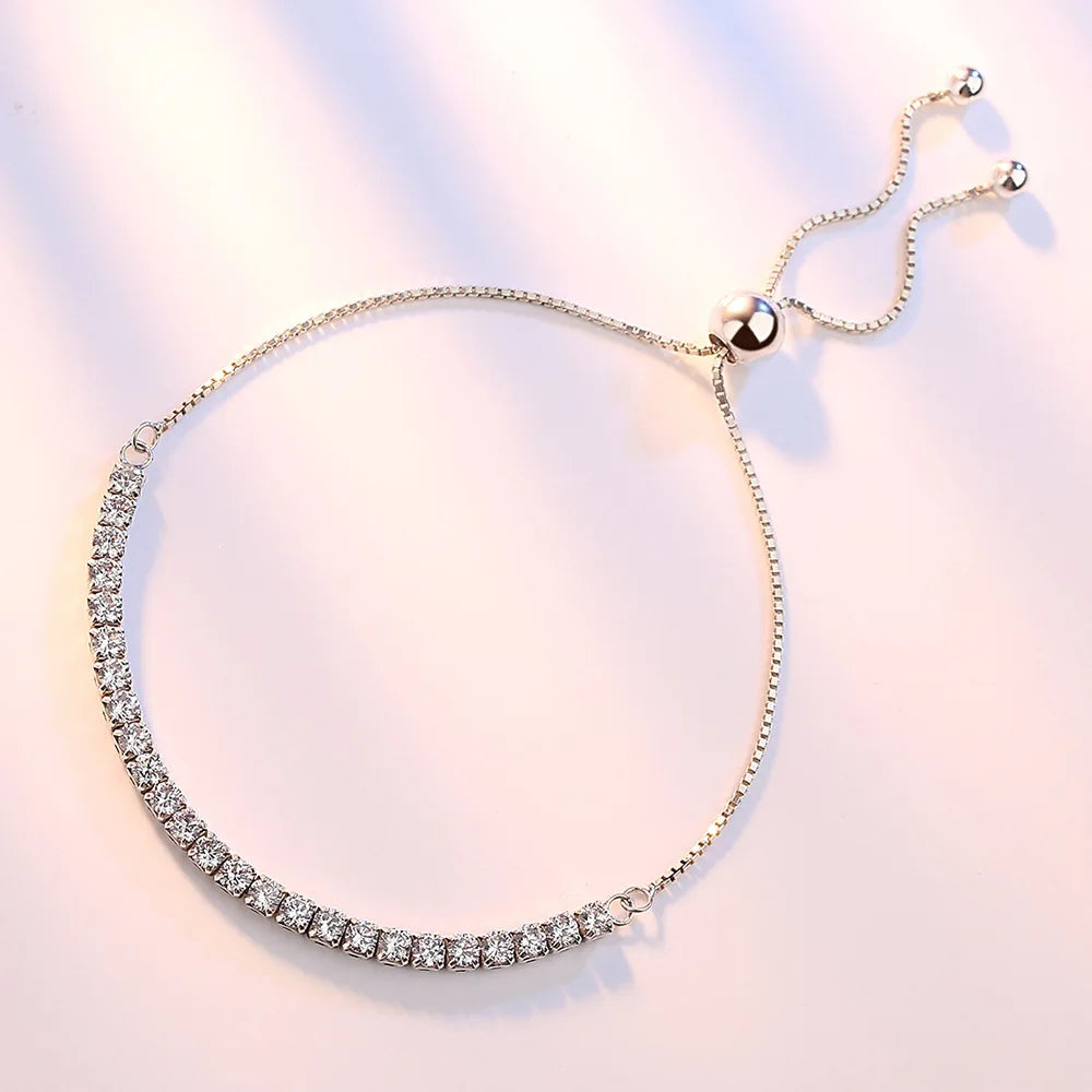 Bracciale Argento Sterling 925 Amore Elegante Zircone Tennis Catena di Cristallo per Donne Moda Nobile Fidanzamento Matrimonio Glamour