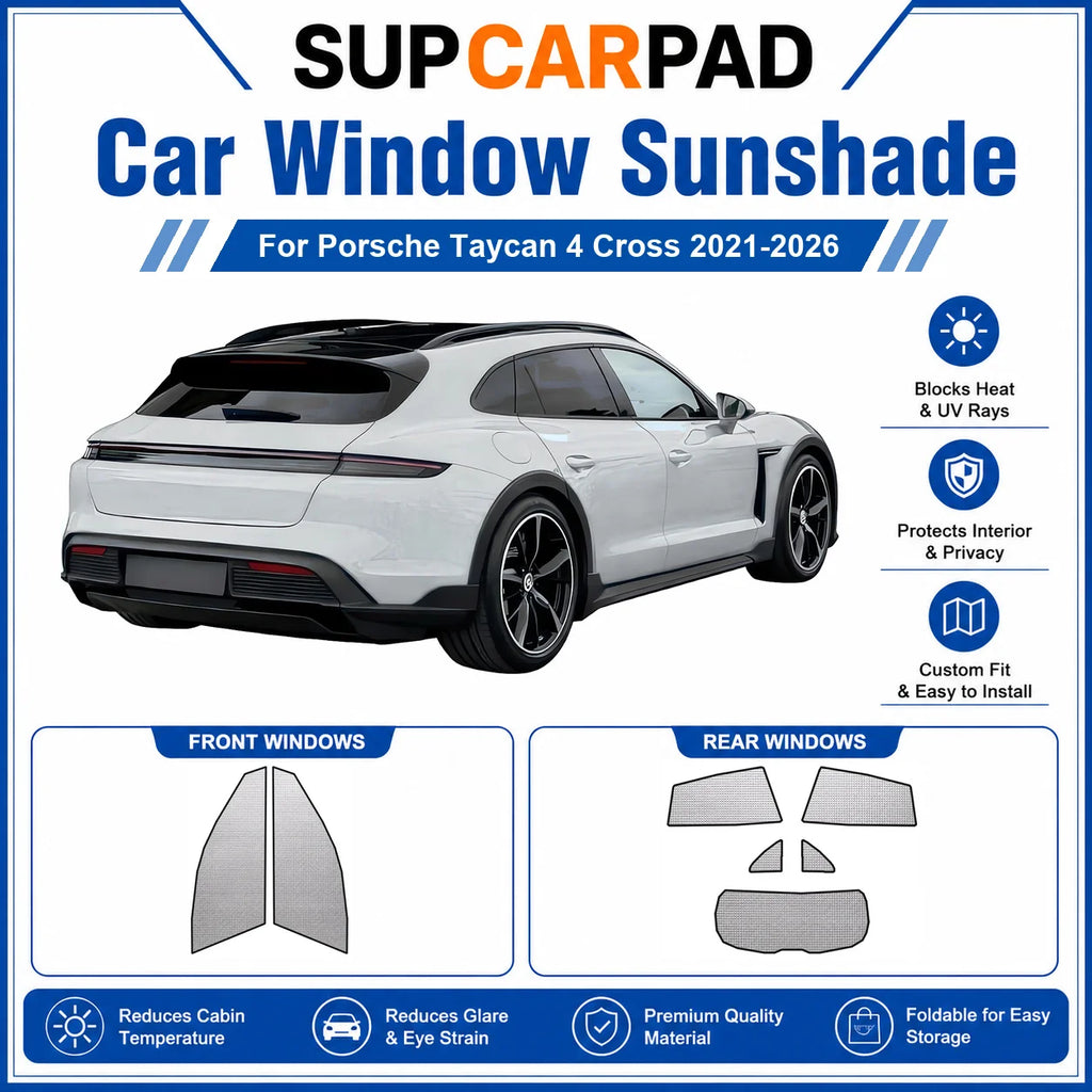 For Porsche - Porsche Taycan 4 Cross 2021-2026 Full Set Car Window Sunshades UV Block Privacy Heat Insulated Foldable Car Curtai