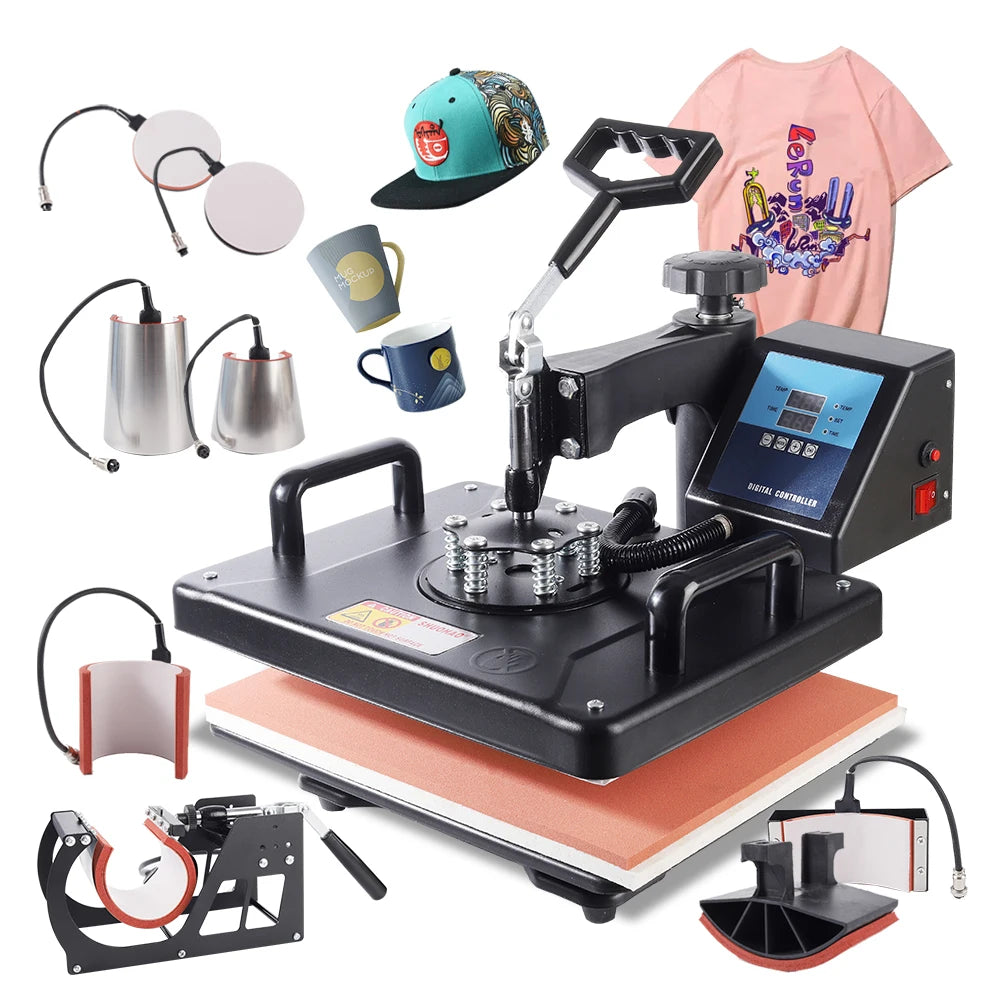 12*15 INCH 8-in-1 Combo Hittepers Machine Sublimatie Printer 2D Hitte Transfer Machine voor Pet Mok Bord T-shirts CE Goedgekeurd