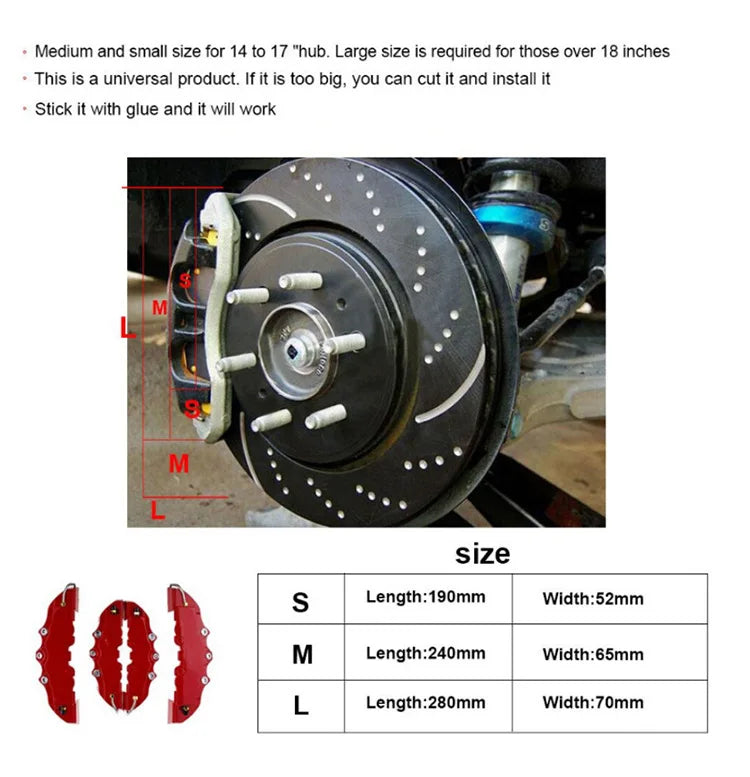 Racing Brake Caliper Covers 1 Pair of Universal Front And Rear Brake Caliper Covers Suitable For All Wheels Car Accessories
