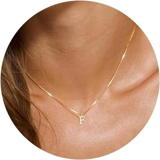 Collana con pendente in acciaio inossidabile placcato oro con lettere dell'alfabeto dalla A alla Z per donna, collane con iniziale a catena e girocollo, gioielli