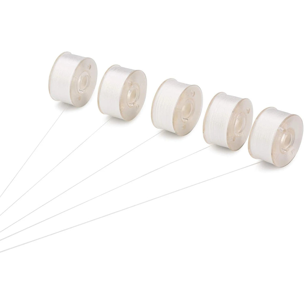 Simthread Set 144 Bobine Preavvolte con Lati in Plastica Filo da 60wt Taglia A Taglia L Bianco e Nero per Macchine da Ricamo e Cucito