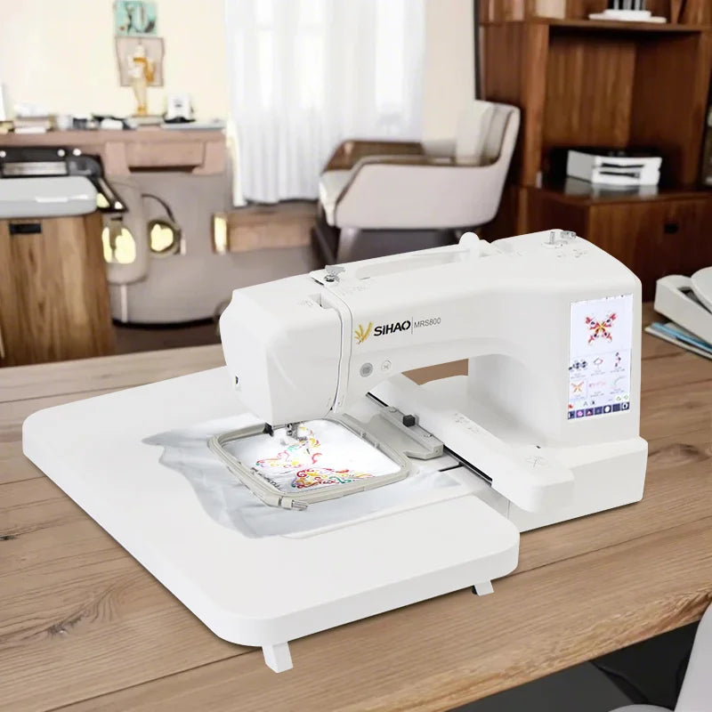 Macchina da ricamo SIHAO, multifunzione, automatica, computerizzata, per uso domestico, LOGO MRS800, con schermo LCD touchscreen, telai da ricamo