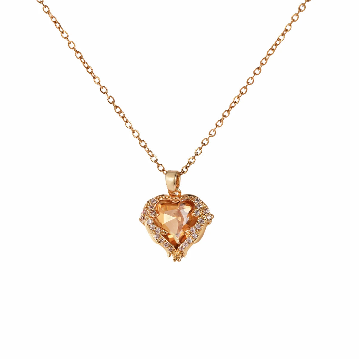 Luxe Kleurrijke Kristallen Oceaan Hart Hanger Ketting Voor Vrouwen Trendy 316L Roestvrijstalen Sieraden Vrouwelijke Trouwketting
