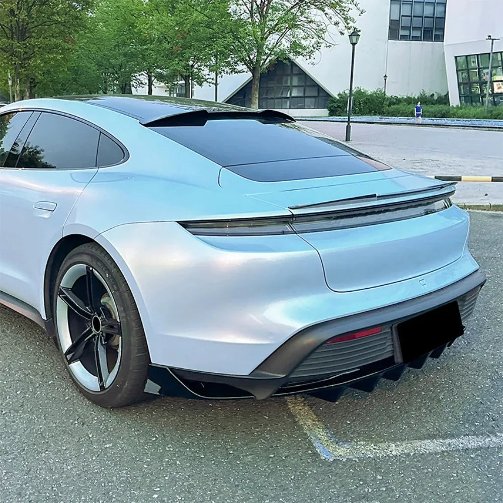 Car Rear Bumper Spoiler Lips for Porsche Taycan 2019-2026  Lower Shovel Skirt Diffuser Splitter Board Auto Accessories Tuning