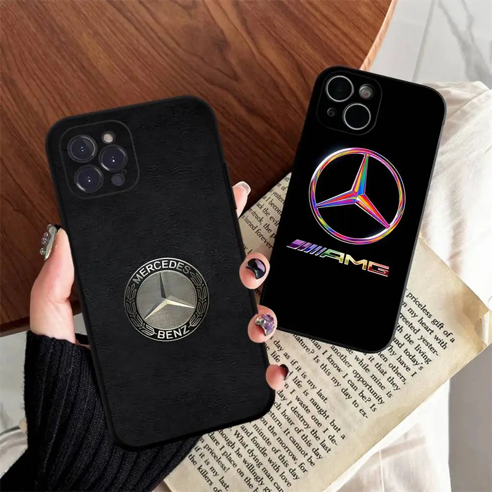 Car M-Mercedes-Ben-z-Backs Phone Case For Iphone 17 16 15 14 13 12 11 Pro Max Plus Black Shell Cover Case