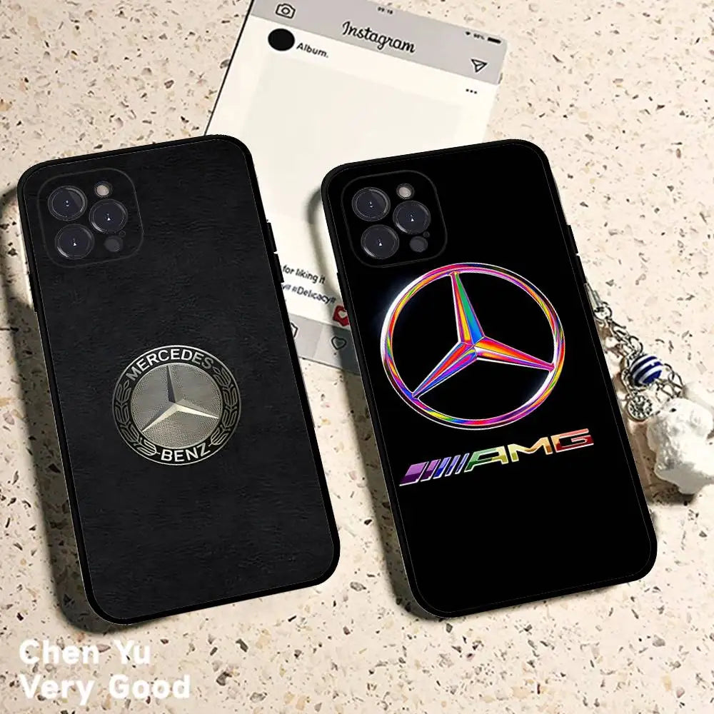 Car M-Mercedes-Ben-z-Backs Phone Case For Iphone 17 16 15 14 13 12 11 Pro Max Plus Black Shell Cover Case