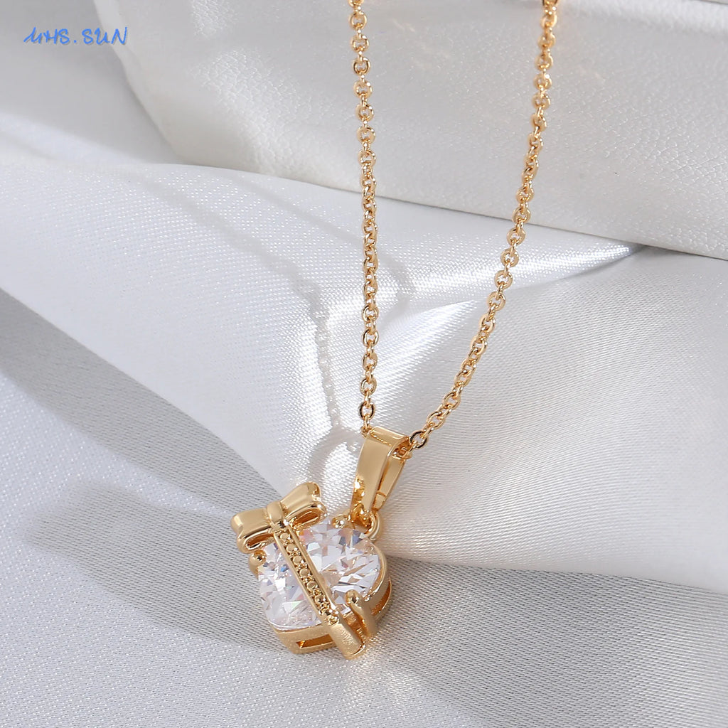 SUNSLL Sacro Cuore Rosso Croce Zircone Cubico Ciondoli Collane Lusso Donne Placcato Oro Romantico Amore Anniversario Gioielli Regalo