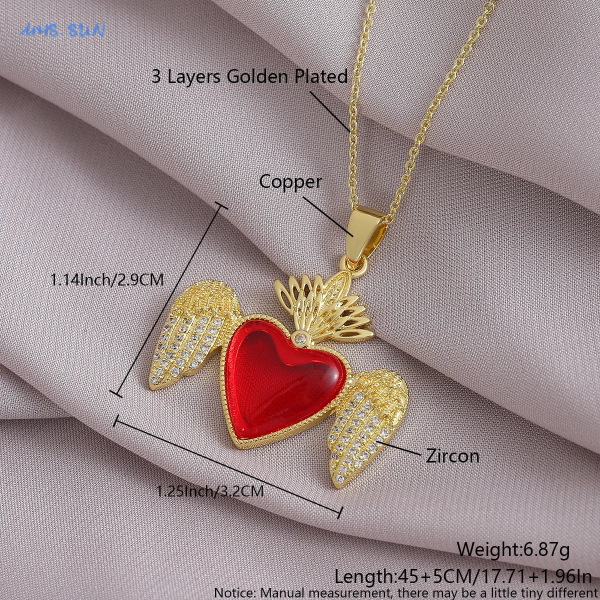SUNSLL Heilig Rood Hart Kruis Zirkonia Hangers Kettingen Luxe Vrouwen Verguld Romantische Liefde Jubileum Sieraden Geschenken