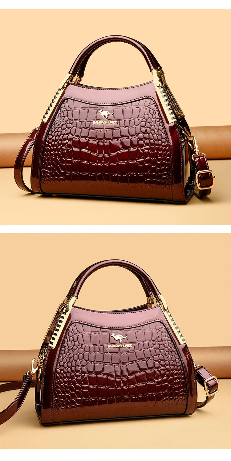 Borsa a tracolla da donna in pelle verniciata di alta qualità a tre strati Borsa a tracolla di lusso firmata casual Borsa a mano di grande capacità