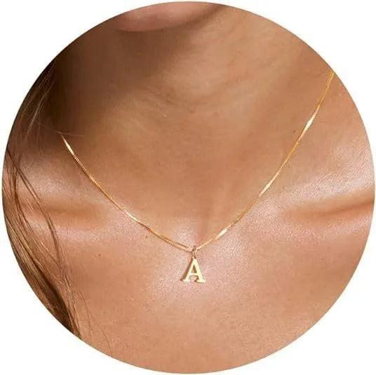 Collana con pendente in acciaio inossidabile placcato oro con lettere dell'alfabeto dalla A alla Z per donna, collane con iniziale a catena e girocollo, gioielli