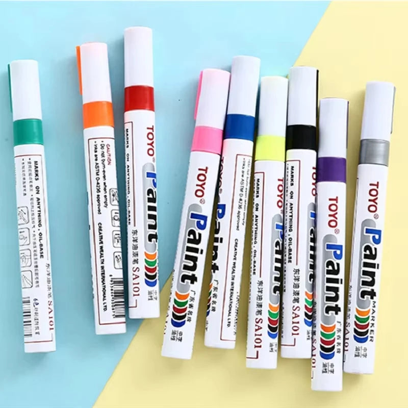 White Waterproof Cars Wheel Tire Oily Mark Pen Auto Rubber Tyre Paint Pen Cd Metal Permanent Paint Marker Graffiti Touch Up