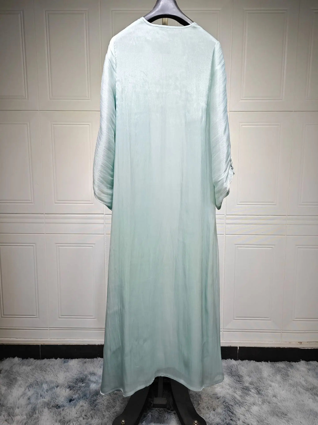 Eid Zijdeachtige Abaya's voor Vrouwen Moslim Jalabiya Ramadan Jurk met Knopen Mouwen Ramadan Kaftan Feestjurken Vestido Largo Cardigan