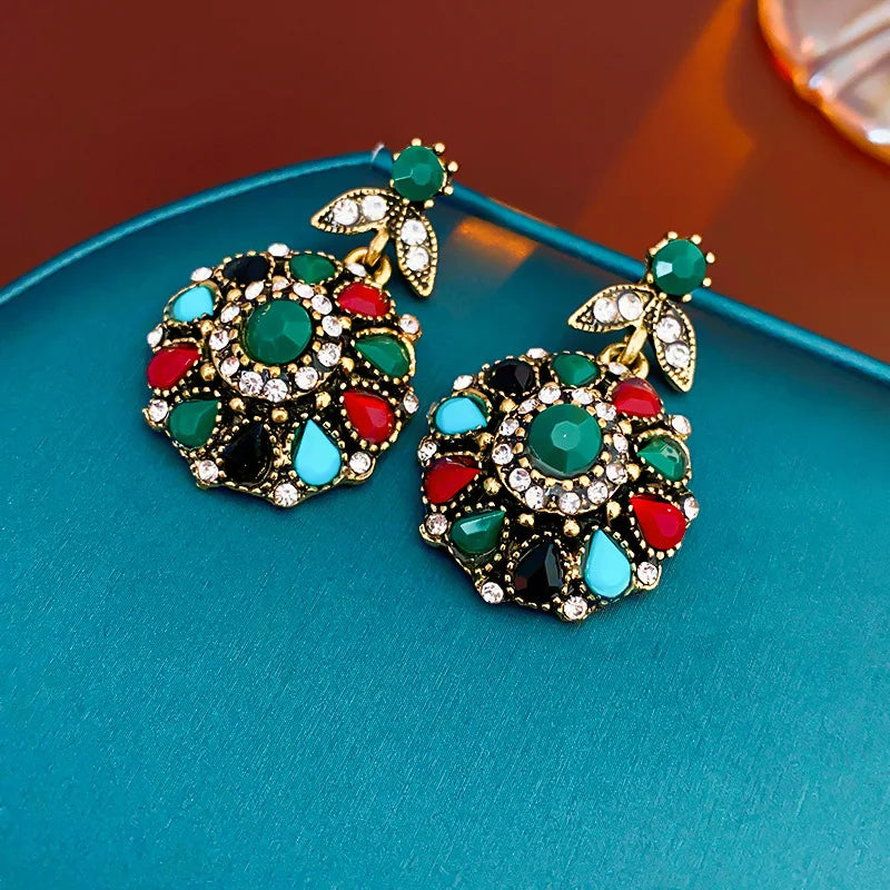 Collane da Donna Colorate con Strass a Goccia Rotonde a Fiore, Catene Girocollo Vintage Raffinate, Gioielli Estetici Delicati, Vendita all'Ingrosso