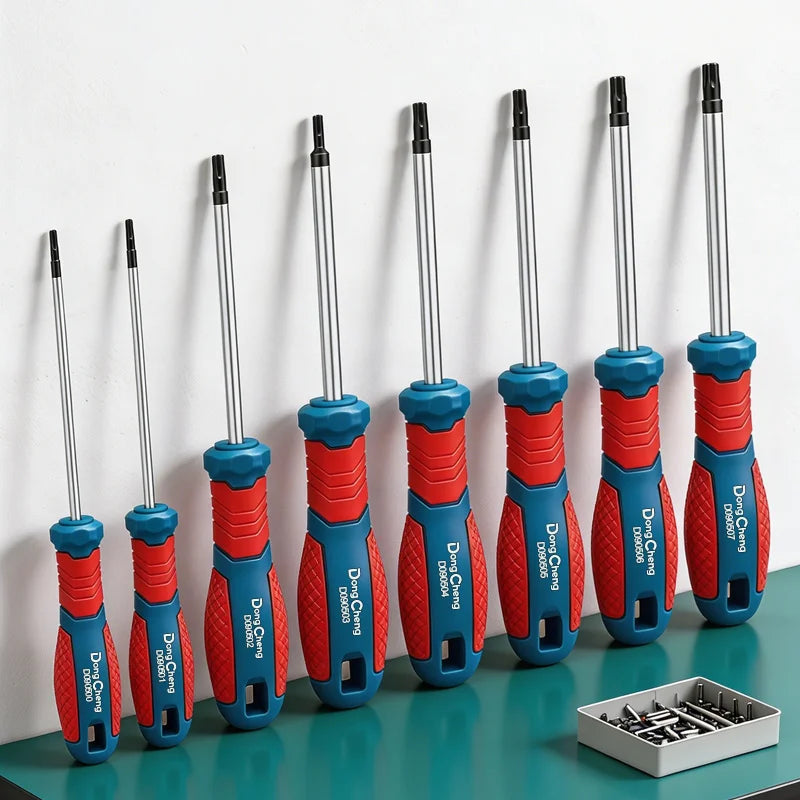 8-delige Torx schroevendraaierset T8-T40 100 mm CR-V warmtebehandeld magnetische tip verchroomde bi-color handgreep sterke momentsleutelset